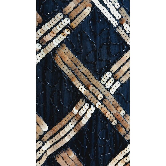 Scala Vintage Black Gold 100% Silk Sequin Blouse Top Size 3x (large) - Picture 9 of 10